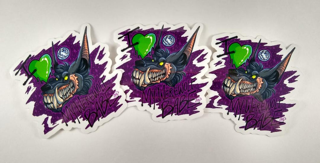 I Love My Werewolf Babe Sticker (Single and 3 Pack Listing) KuduVoodoo I Love My Werewolf Babe Sticker (Single and 3 Pack Listing) KuduVoodoo